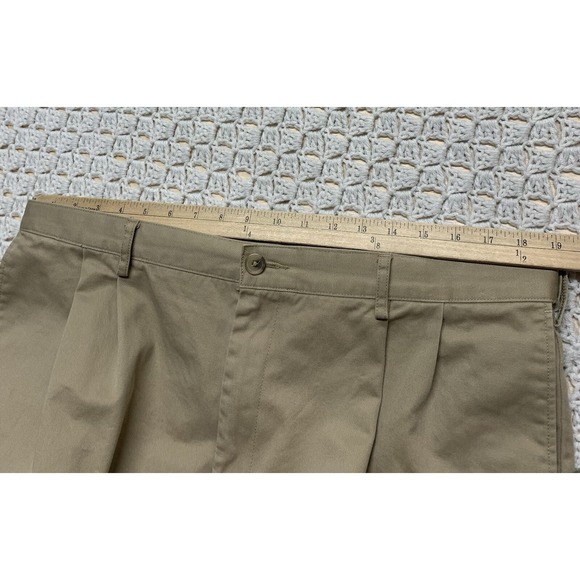 Land End Men Khaki Pants 38x33 Beige Pleated Traditional Fit‎ Straight Cuffs - Picture 10 of 14